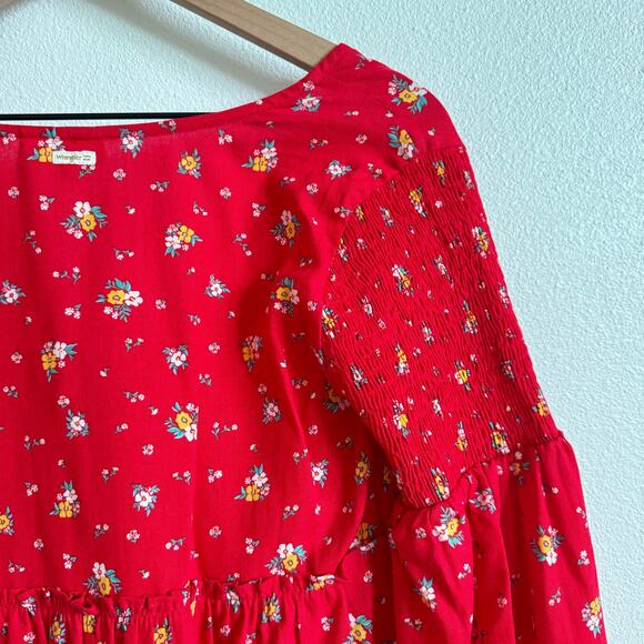 Billabong X Wrangler Falling For You Red Floral Mini Babydoll Dress Women’s XS - Picture 8 of 8